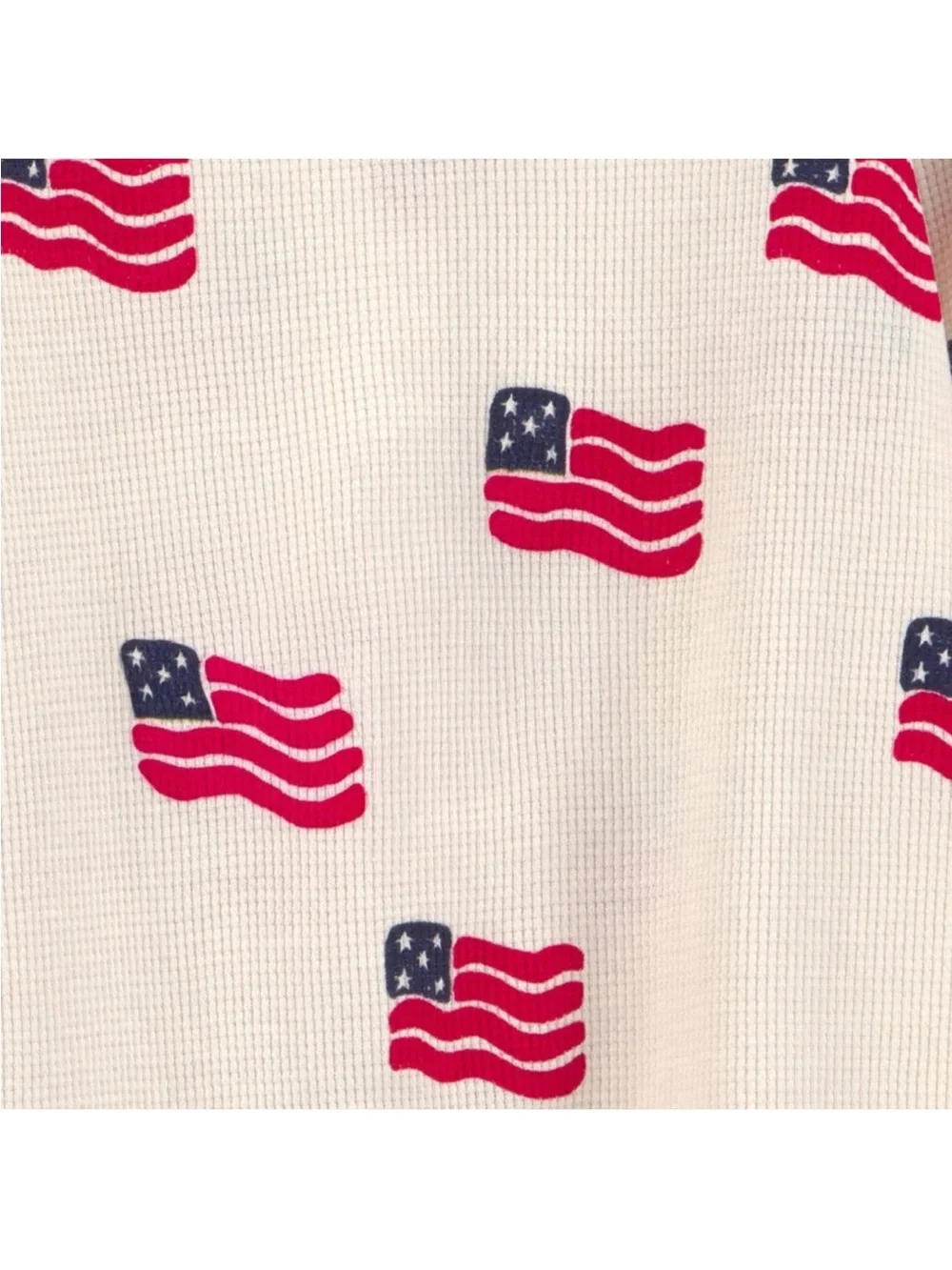Carter's Cream One-Piece Footed Pajamas with Red and Navy Flag Print